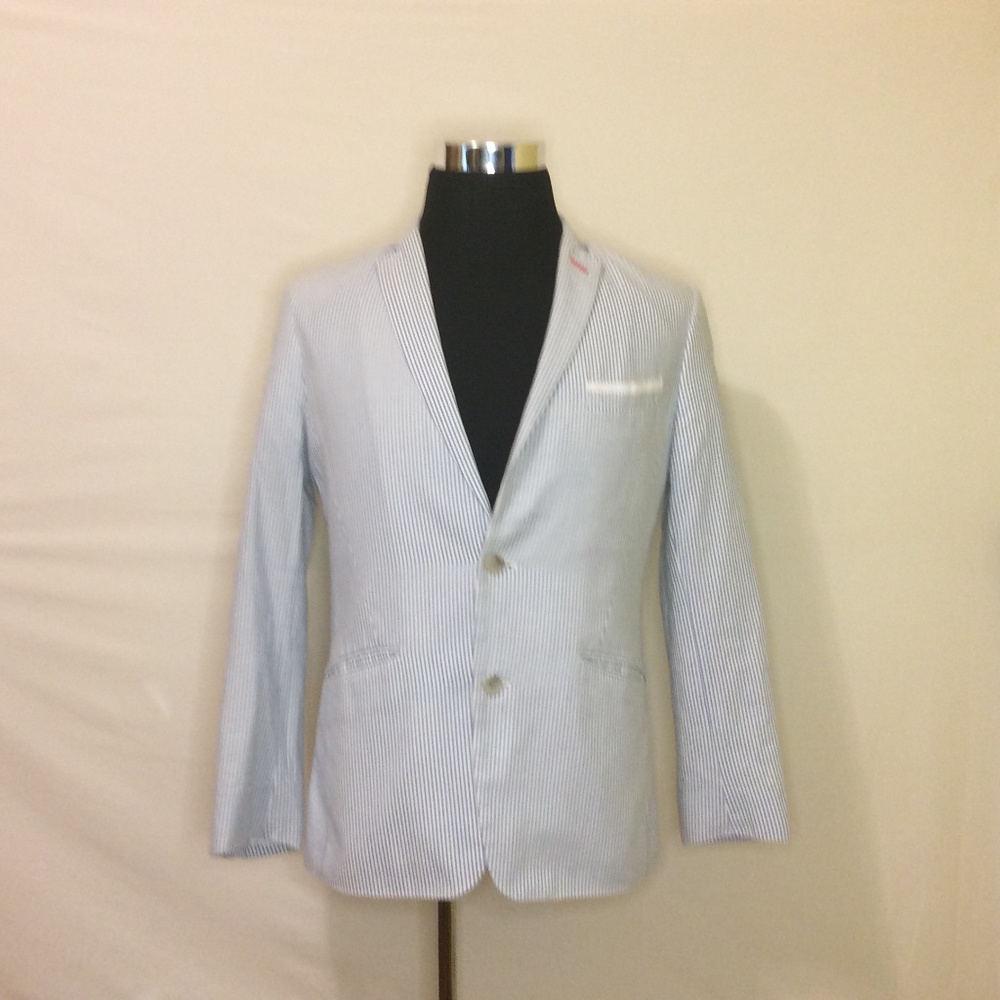 INC Int'l Concepts Mens Light Blue Stipe Blazer